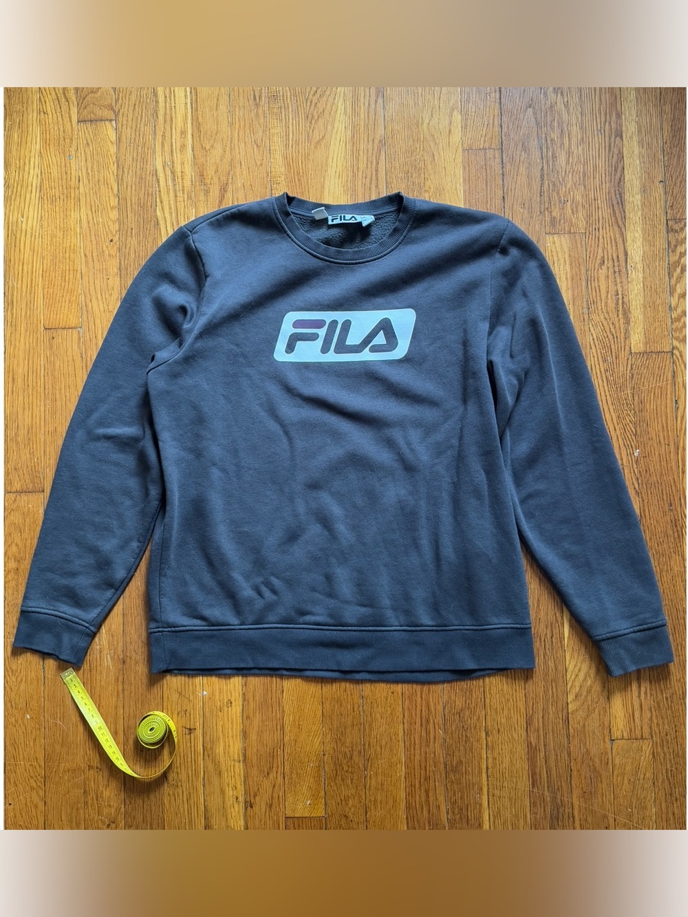 Fila Men's Black Crewneck Sweatshirt with Light Blue Logo